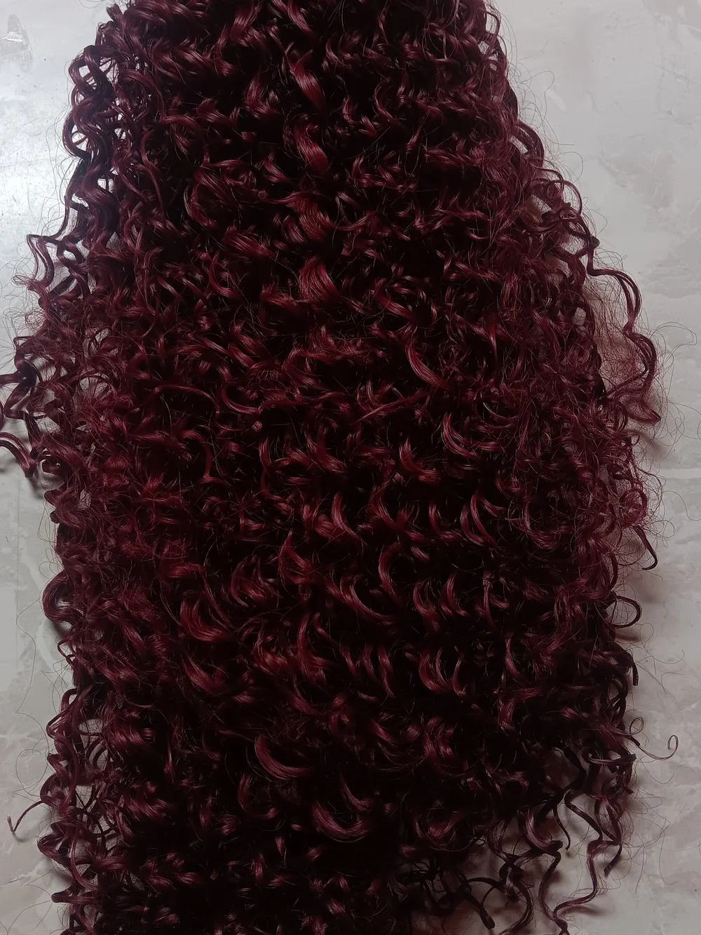 Deep Burgundy Curly Women's  Pony Tail Claw Clip Vibrant Wine Red